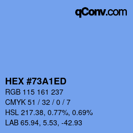 カラーコード: HEX #73A1ED | qconv.com
