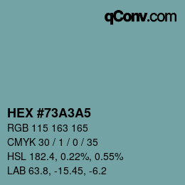 颜色代码: HEX #73A3A5 | qconv.com