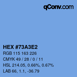 Color code: HEX #73A3E2 | qconv.com