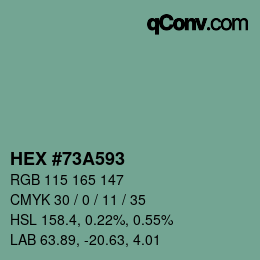 颜色代码: HEX #73A593 | qconv.com
