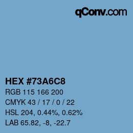 カラーコード: HEX #73A6C8 | qconv.com