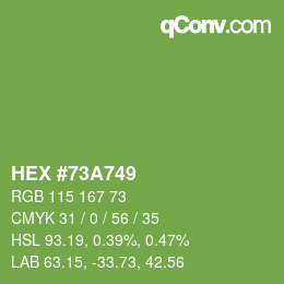 Código de color: HEX #73A749 | qconv.com