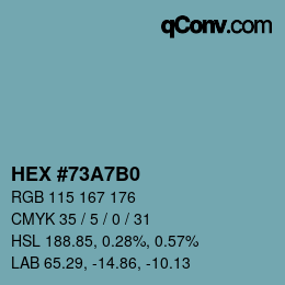 Farbcode: HEX #73A7B0 | qconv.com