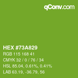 Color code: HEX #73A829 | qconv.com