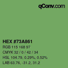 Farbcode: HEX #73A861 | qconv.com