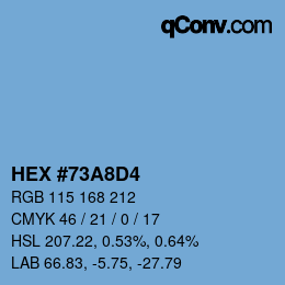 カラーコード: HEX #73A8D4 | qconv.com