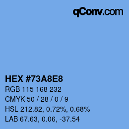 颜色代码: HEX #73A8E8 | qconv.com