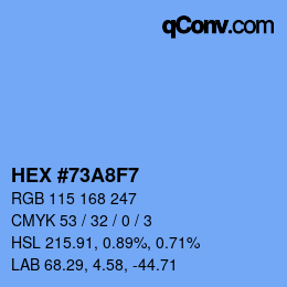 颜色代码: HEX #73A8F7 | qconv.com