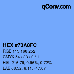 Color code: HEX #73A8FC | qconv.com