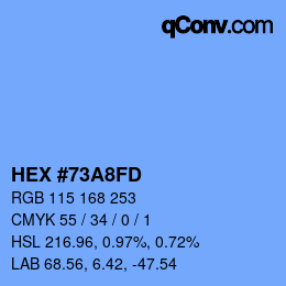 颜色代码: HEX #73A8FD | qconv.com