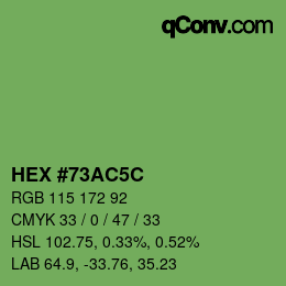 Farbcode: HEX #73AC5C | qconv.com
