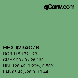Color code: HEX #73AC7B | qconv.com