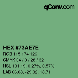 Color code: HEX #73AE7E | qconv.com