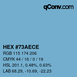 Color code: HEX #73AECE | qconv.com