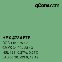 Color code: HEX #73AF7E | qconv.com