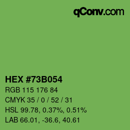 Color code: HEX #73B054 | qconv.com