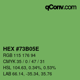 カラーコード: HEX #73B05E | qconv.com