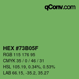 カラーコード: HEX #73B05F | qconv.com