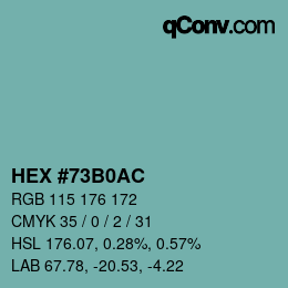 Color code: HEX #73B0AC | qconv.com