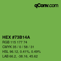 Farbcode: HEX #73B14A | qconv.com