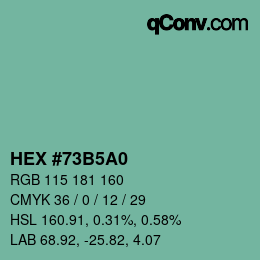 颜色代码: HEX #73B5A0 | qconv.com