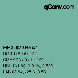 颜色代码: HEX #73B5A1 | qconv.com