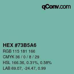 カラーコード: HEX #73B5A6 | qconv.com