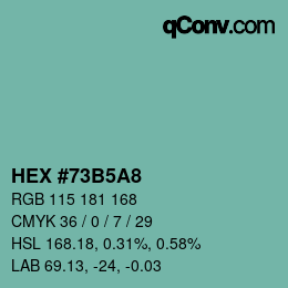 カラーコード: HEX #73B5A8 | qconv.com