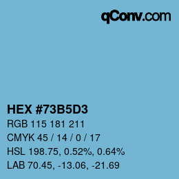 颜色代码: HEX #73B5D3 | qconv.com