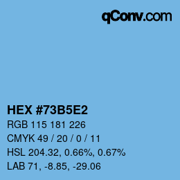Code couleur: HEX #73B5E2 | qconv.com