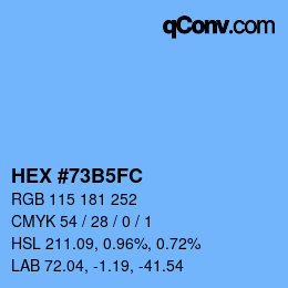 颜色代码: HEX #73B5FC | qconv.com