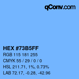 カラーコード: HEX #73B5FF | qconv.com