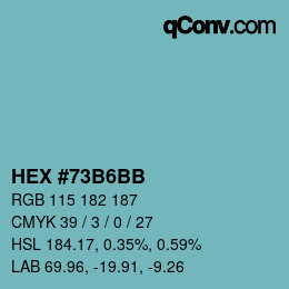 カラーコード: HEX #73B6BB | qconv.com
