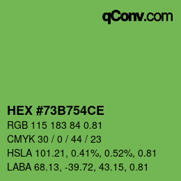 カラーコード: HEX #73B754CE | qconv.com