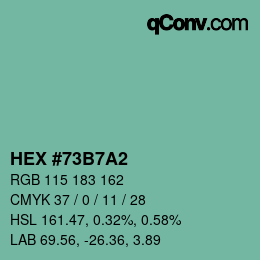 カラーコード: HEX #73B7A2 | qconv.com