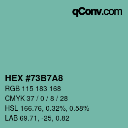 カラーコード: HEX #73B7A8 | qconv.com