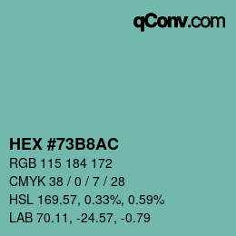 カラーコード: HEX #73B8AC | qconv.com