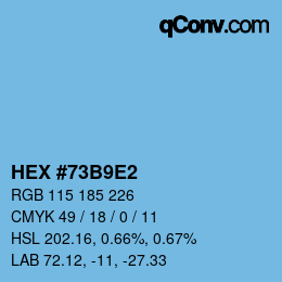 カラーコード: HEX #73B9E2 | qconv.com