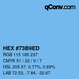 Color code: HEX #73B9ED | qconv.com