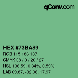 颜色代码: HEX #73BA89 | qconv.com