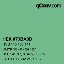 颜色代码: HEX #73BA8D | qconv.com