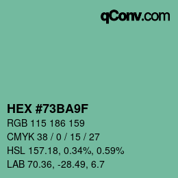 カラーコード: HEX #73BA9F | qconv.com