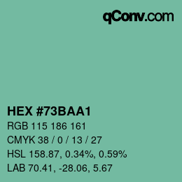颜色代码: HEX #73BAA1 | qconv.com