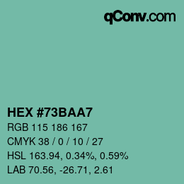 颜色代码: HEX #73BAA7 | qconv.com