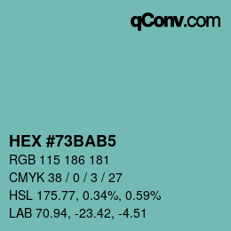 カラーコード: HEX #73BAB5 | qconv.com