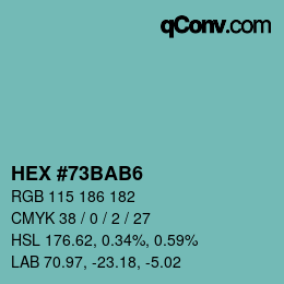 颜色代码: HEX #73BAB6 | qconv.com