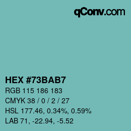 カラーコード: HEX #73BAB7 | qconv.com
