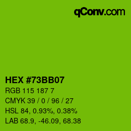 颜色代码: HEX #73BB07 | qconv.com