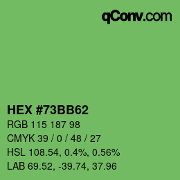 Color code: HEX #73BB62 | qconv.com
