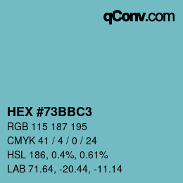 Color code: HEX #73BBC3 | qconv.com